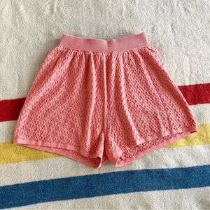 I Love Mr Mittens Lacy cotton knit lounge shorts (coral pink)
